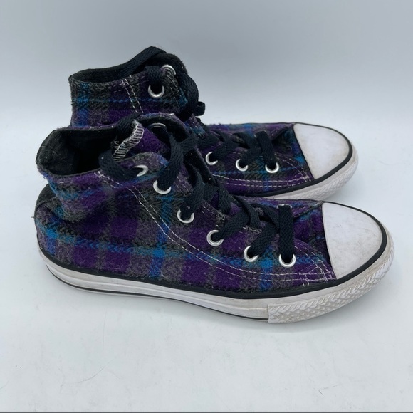 Converse All Star Girls Canvas High Tops Multi Color Plaid Size 13 Sneakers - Picture 1 of 6